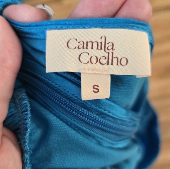 Camila Coelho Lilly Maxi Skirt In Aqua Satin Size Small Cutout Hip Back Slit - Picture 4 of 8